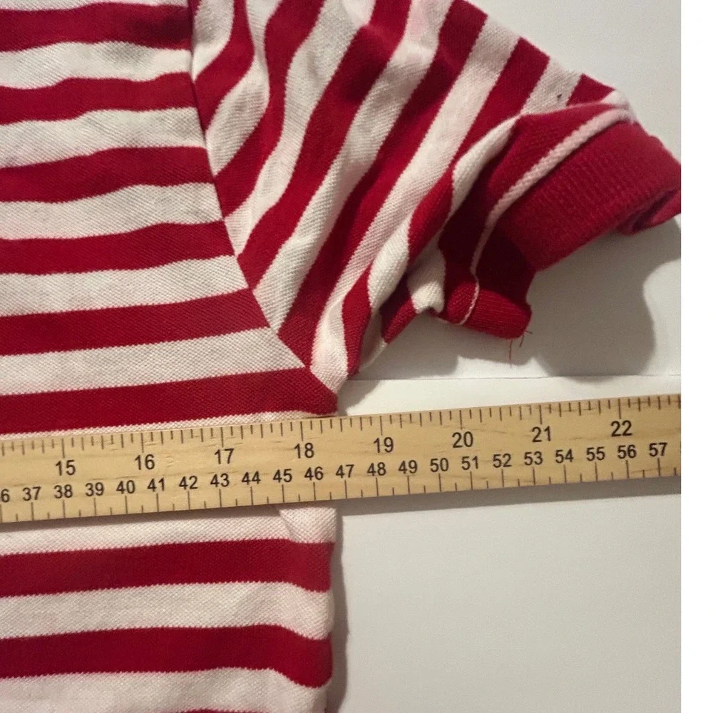 Polo Ralph Lauren Mens Red White Striped Short Sleeve Pique Polo Shirt Size L